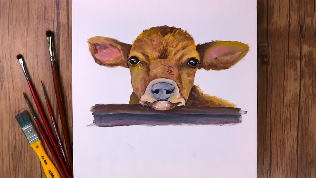 Cow Acrylic Painting Tutorial for Beginners | Easy Cow Head Painting