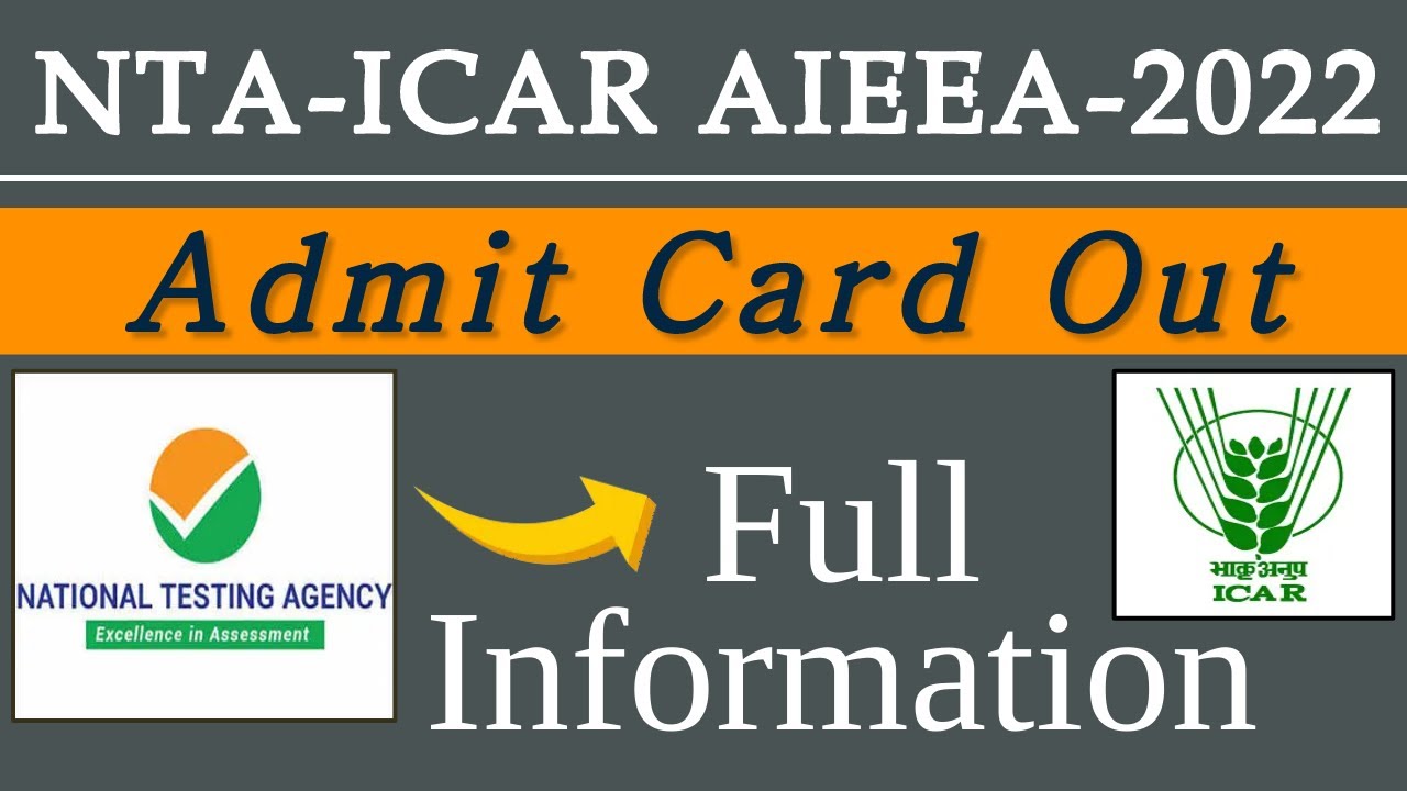 NTA-ICAR 2022 Admit Card Out l ICAR-PG/JRF/SRF l  Indian Council of Agricultural Research (ICAR)