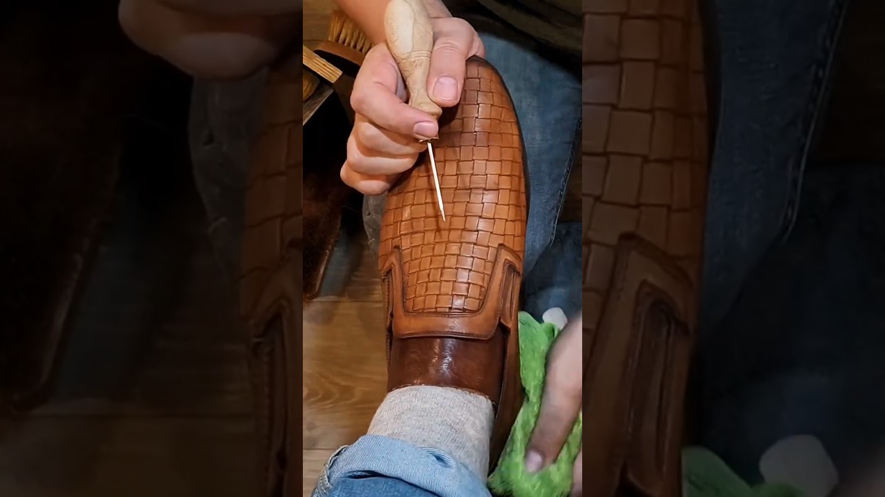 Extremely  Shoe Shining very Relaxing  ASMR😌 #shoeshine #asmrsounds #restoration #satisfying #asmr
