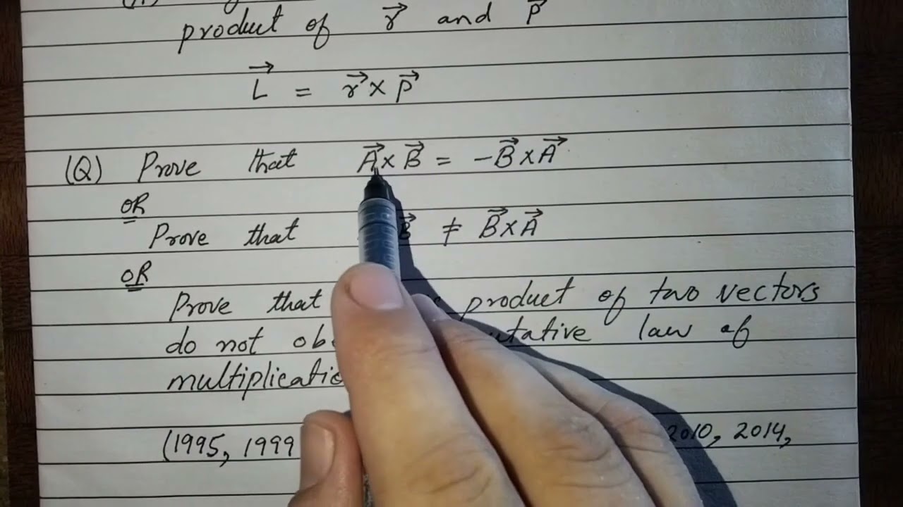 Define cross product and prove commutative Law of cross product