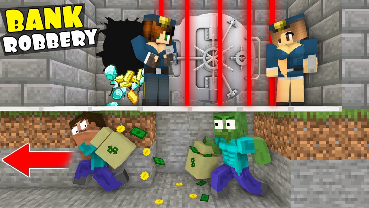 Monster School : BANK ROBBERY CHALLENGE - Minecraft Animation