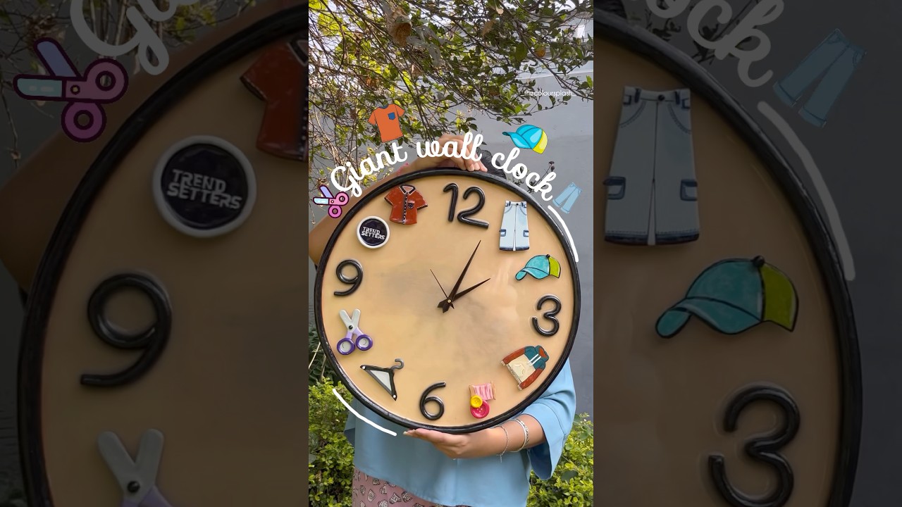 🧵 CUSTOMISED *GIANT WALL CLOCK*🫣| clothing theme👕 #diy #craft #order #ytshorts #giftidea #resin