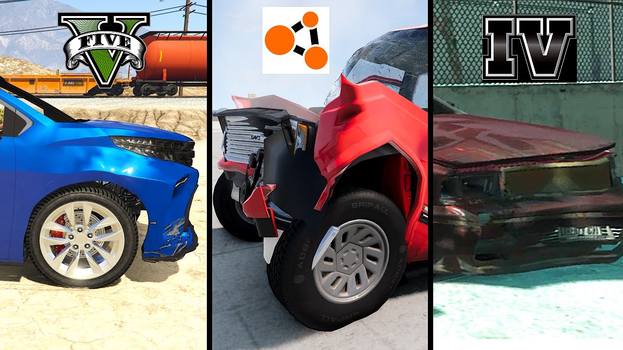 GTA 5 vs GTA 4 vs BeamNG.drive Car Physics Comparison