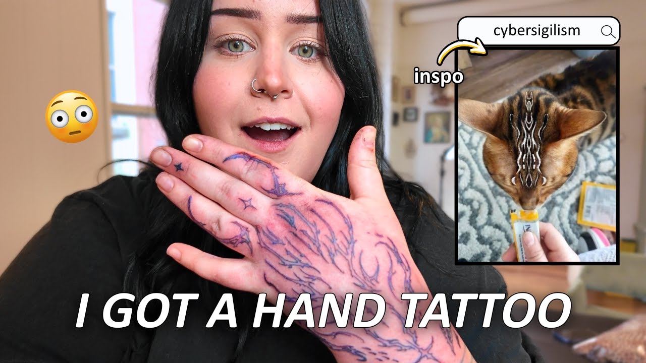 TATTOO VLOG!! (it’s my cat) 🖤✨ | Cybersigilism Hand Tattoo
