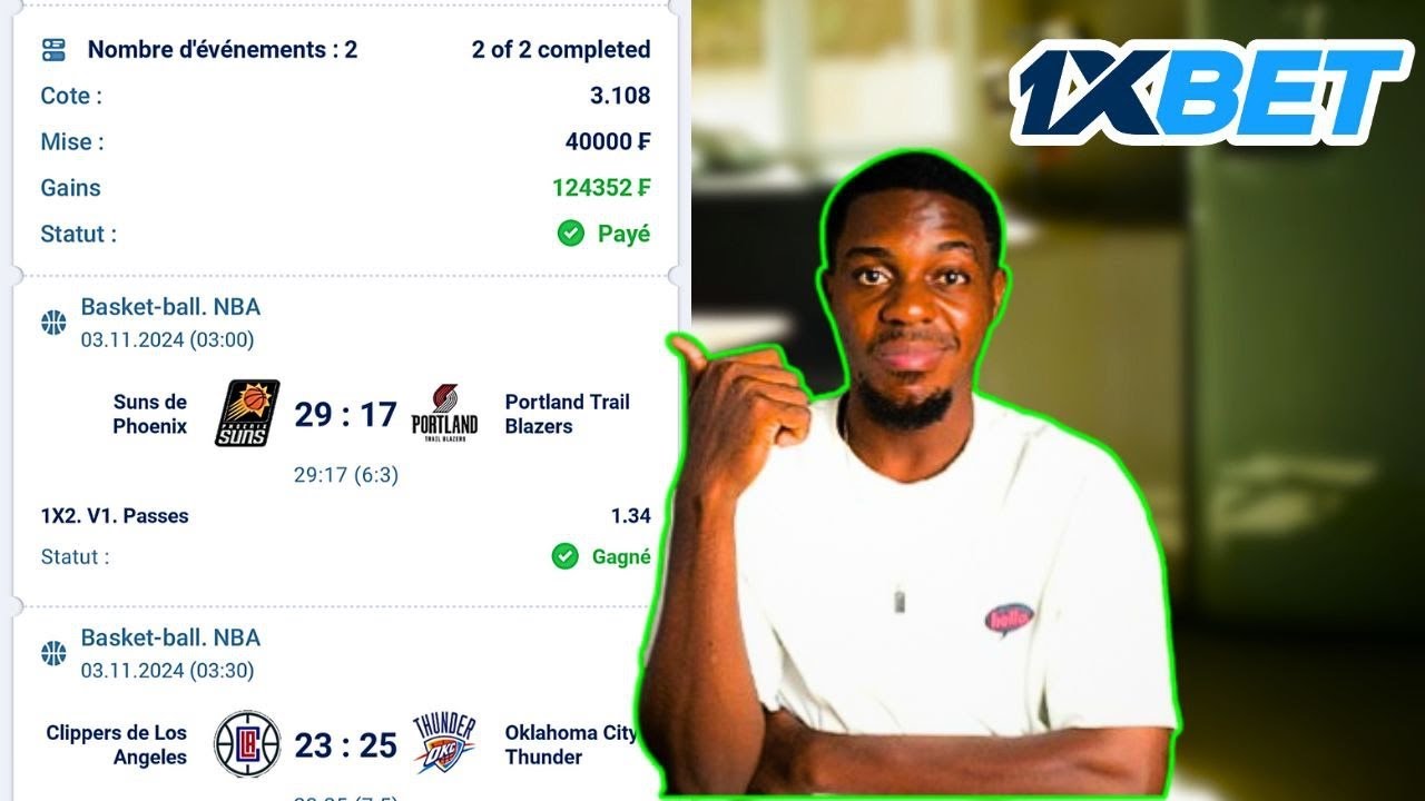 120,000FCFA gratuitement chaque jour sur 1XBET gr&acirc;ce &agrave; cette astuce sur la NBA(basketball)