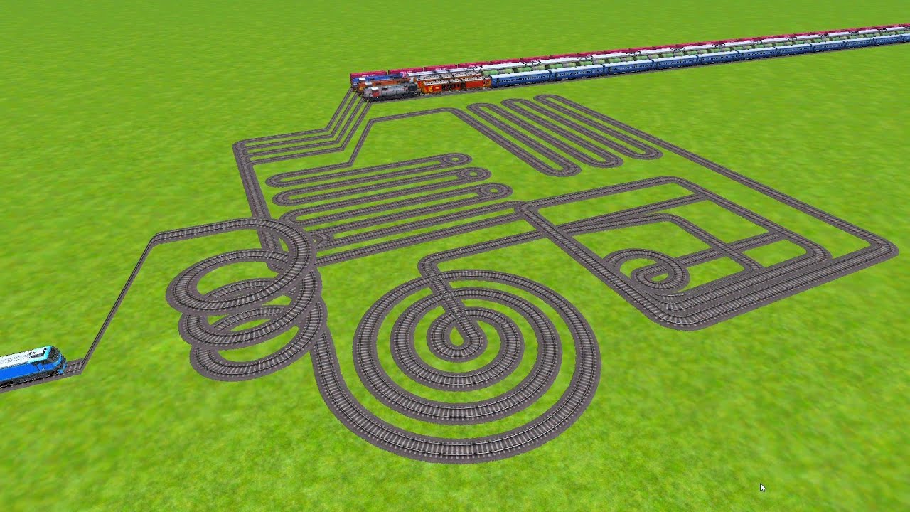 AI TRAINS RUNNING AT SQUARE CIRCLES RAILROAD TRACKS ZIG ZAG TRACKS || 