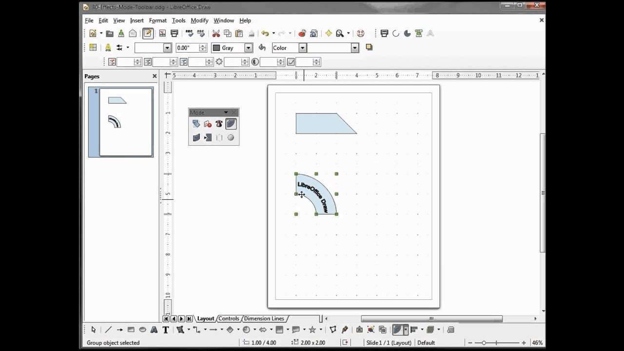 LibreOffice Draw (30) Effects Mode Toolbar (Part 1)
