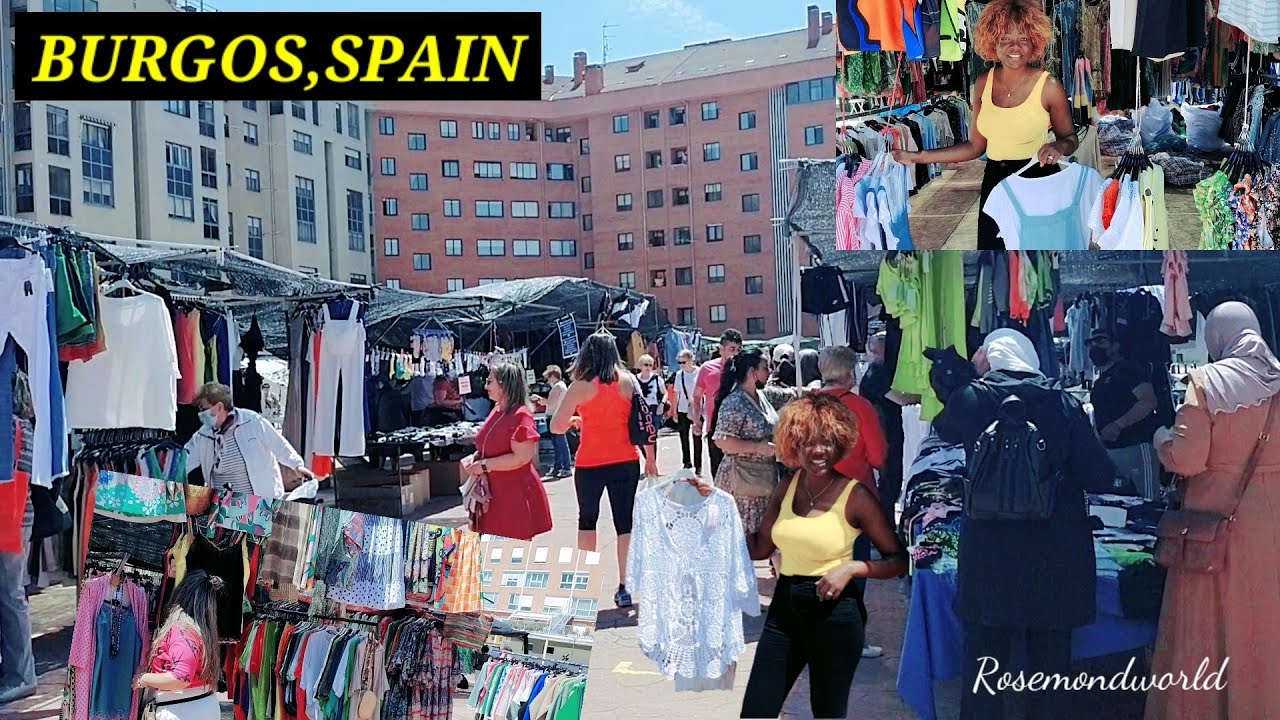 WALKING INSIDE A POPULAR WEDNESDAY MARKET IN BURGOS CITY.