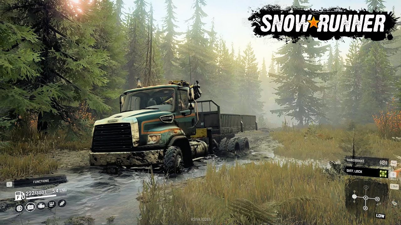 Freightliner 114SD demonstrates its power through the swamp | SnowRunner PC gameplay