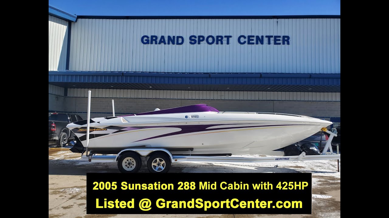 Walk through 2005 Sunsation 288 MCOB - midcabin open bow performance boat @ GrandSportCenter.com