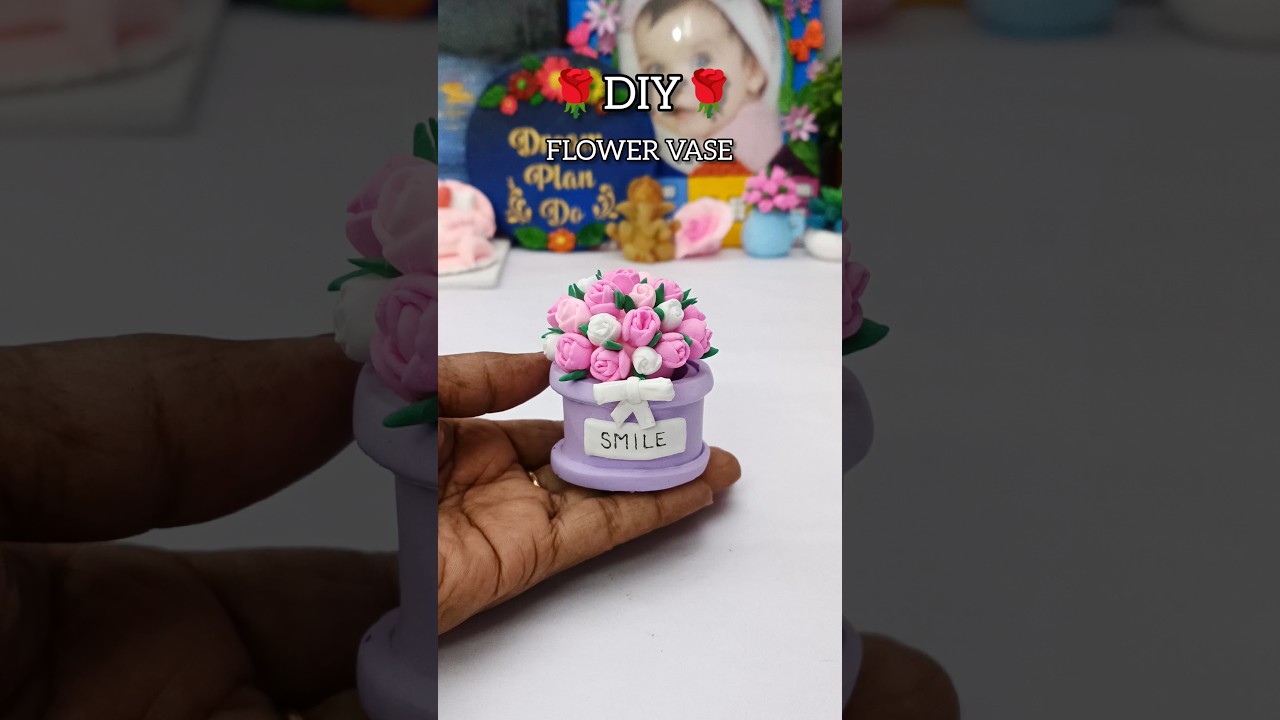 Mini Flower Pot with a Smile 🌸💜 | DIY Clay Vase for Gifting 