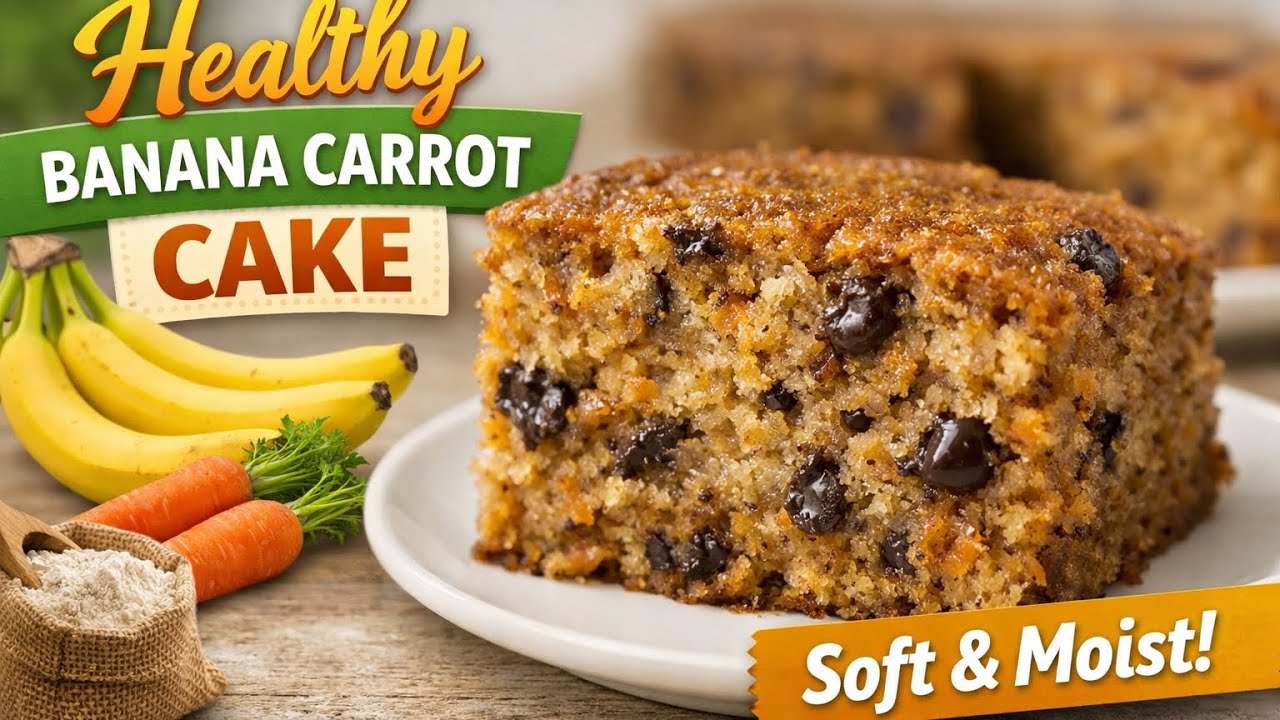 healthy homemade cake? This banana carrot cake is soft, delicious and made with whole wheat flour.”