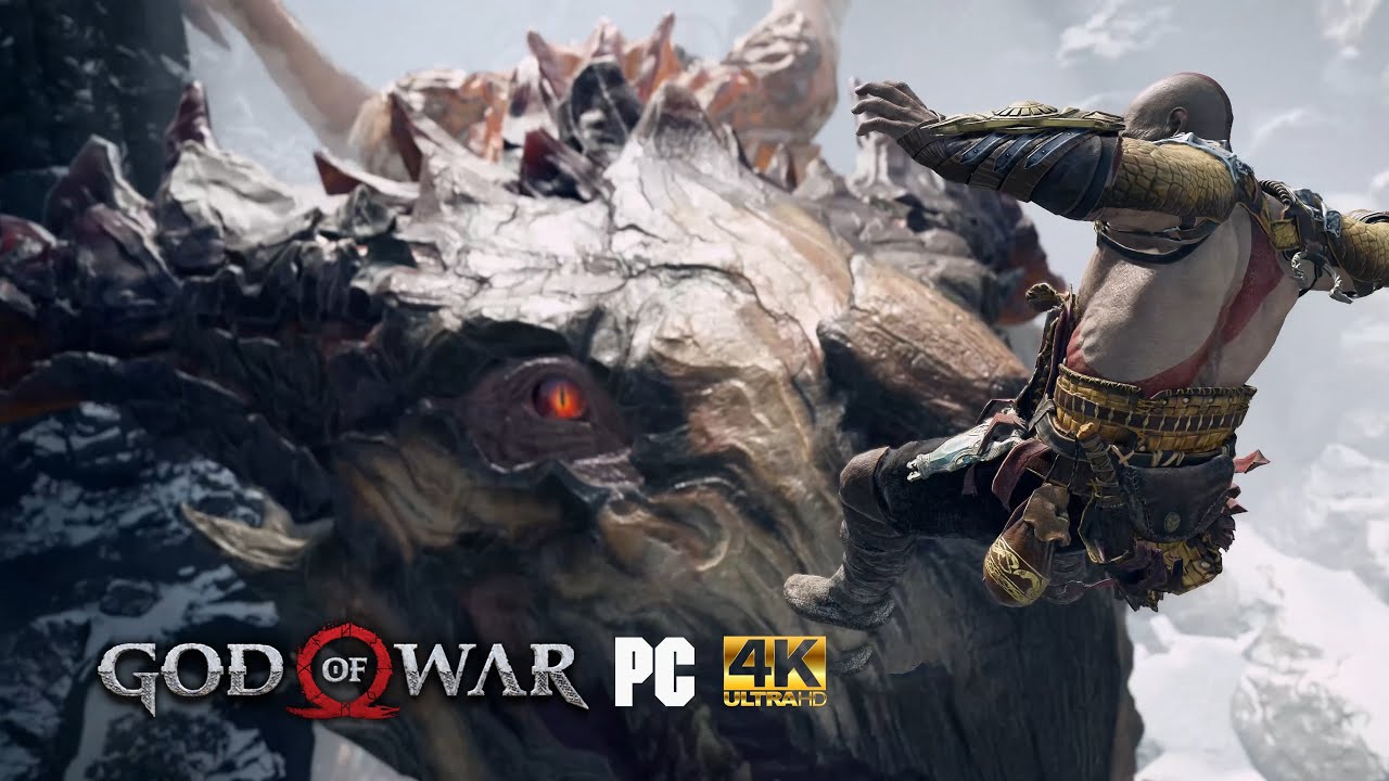 [PC 4K] God of War - Boss Battle/Hr&aelig;zlyr - The Mountain Dragon
