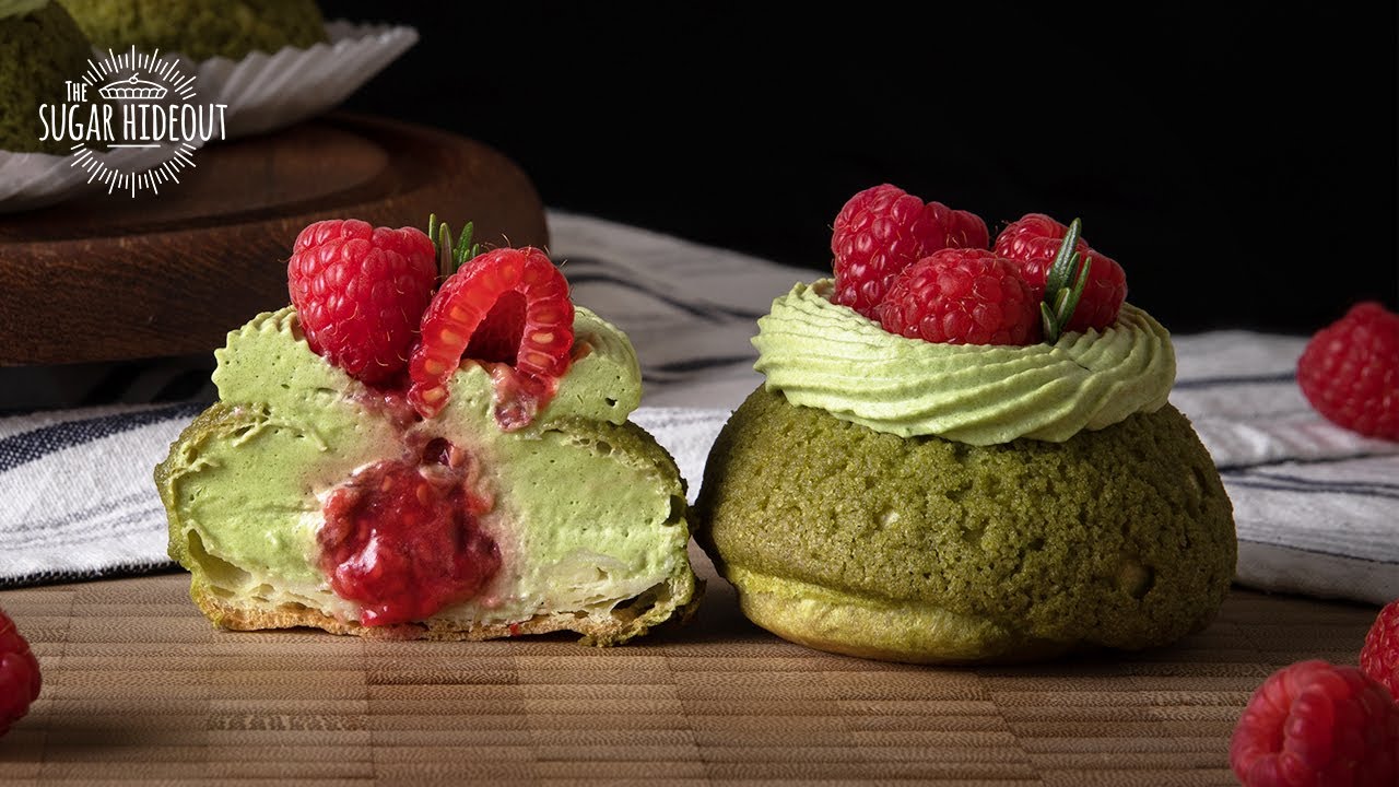 Matcha Raspberry Craquelin Puffs | Silent Baking, ASMR