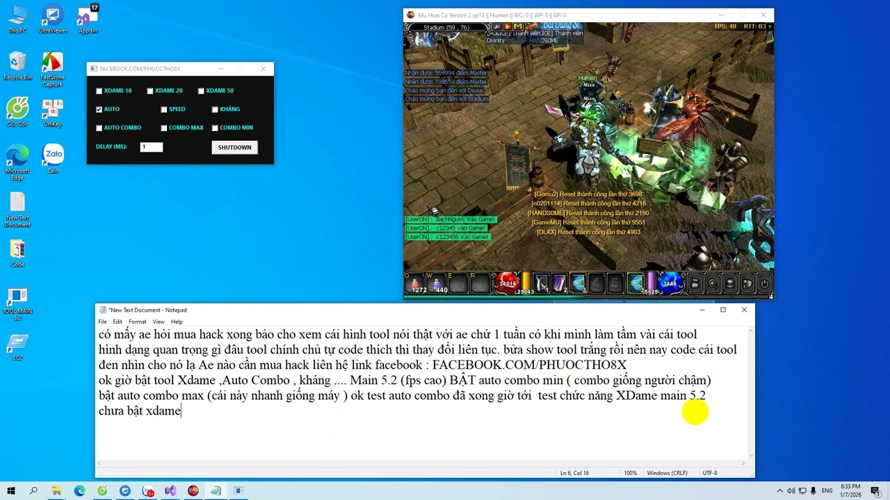 SUPER TOOL XDAME ,AUTO COMBO ,KHÁNG .... MAIN 5.2 (FPS CAO)