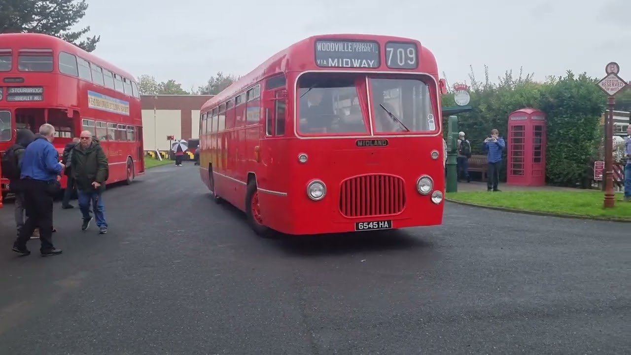 Midland Red S17 and Midland Red S16 leave Wythall Transport Museum 