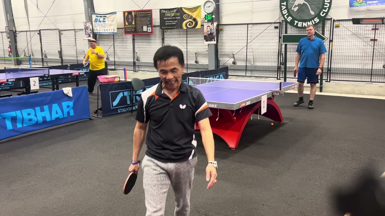 Championship Match of Tacoma table tennis league Andrew Ong vs christmas coffe