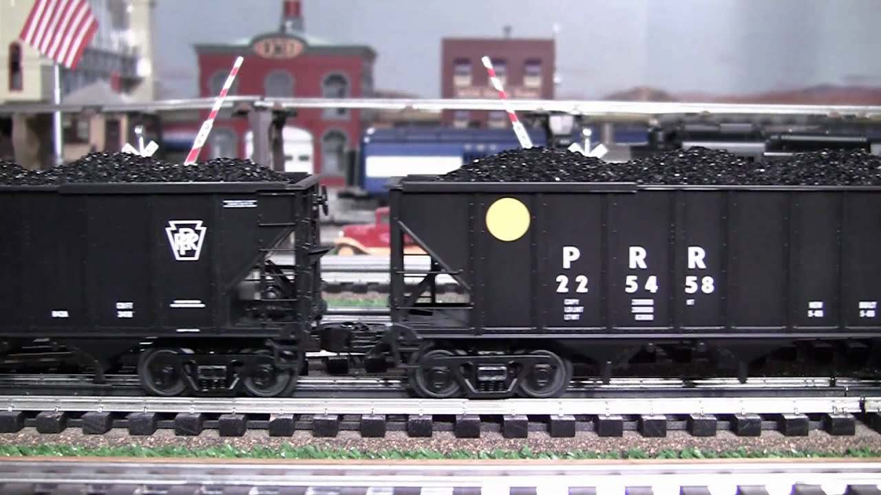 MTH Premier PRR J1 & M1b O-Gauge Steam Locomotives Hauling 28 Coal Hoppers in True HD 1080p