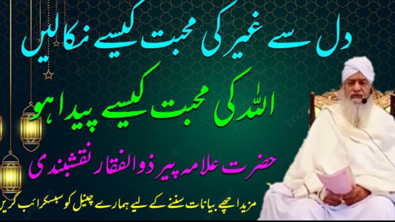 دل سے غیر کی محبت کیسی نکالیں اللہ کی محبت کیسے پیدا ہو حضرت علامہ پیر ذوالفقار احمد نقشبندی صاحب