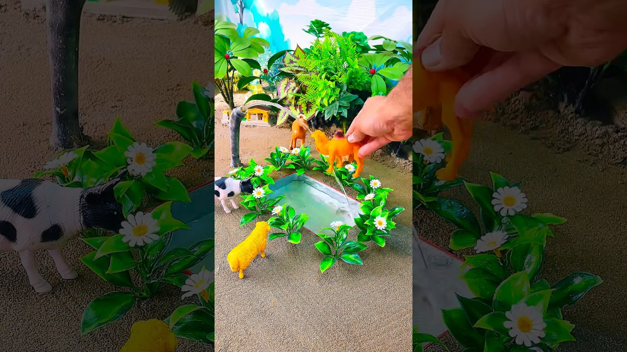 Diy mini creative project how to make pond with beautiful flowers #handpump #handmade #asmr