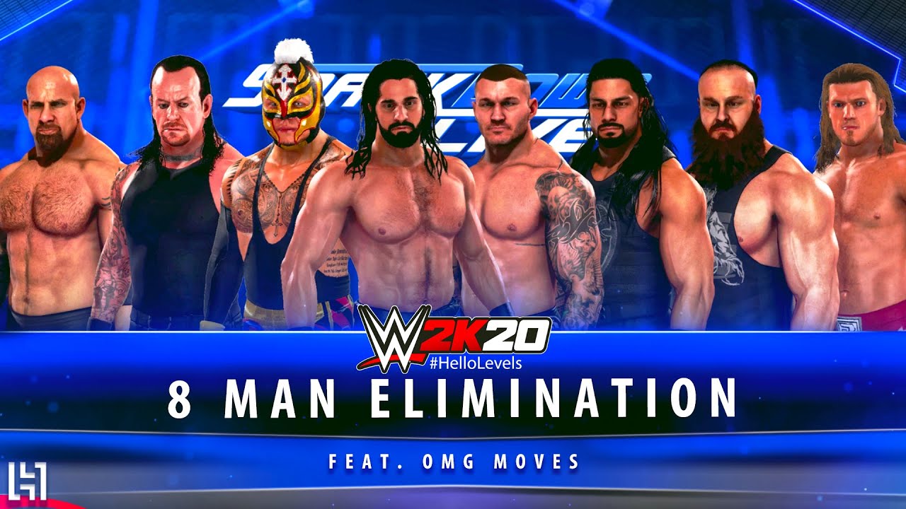 WWE 2K20 8 Man Elimination Match Gameplay