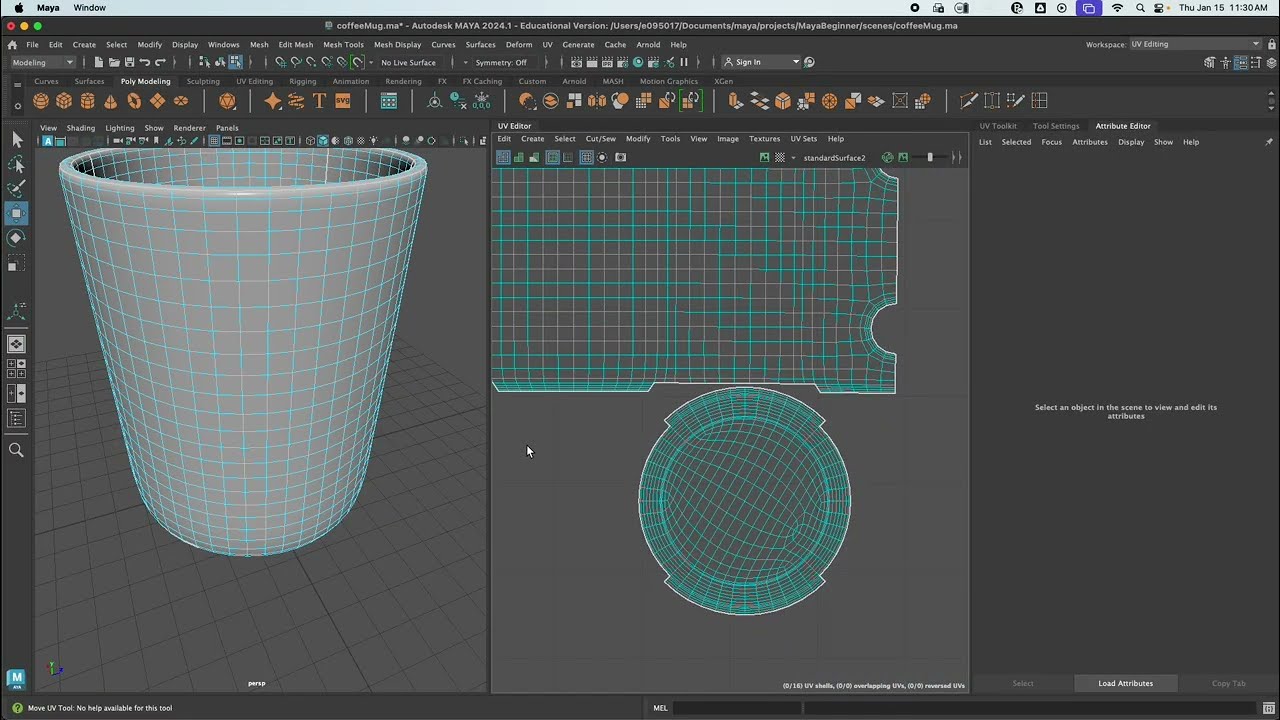 Autodesk Maya - UV Mapping A Mug