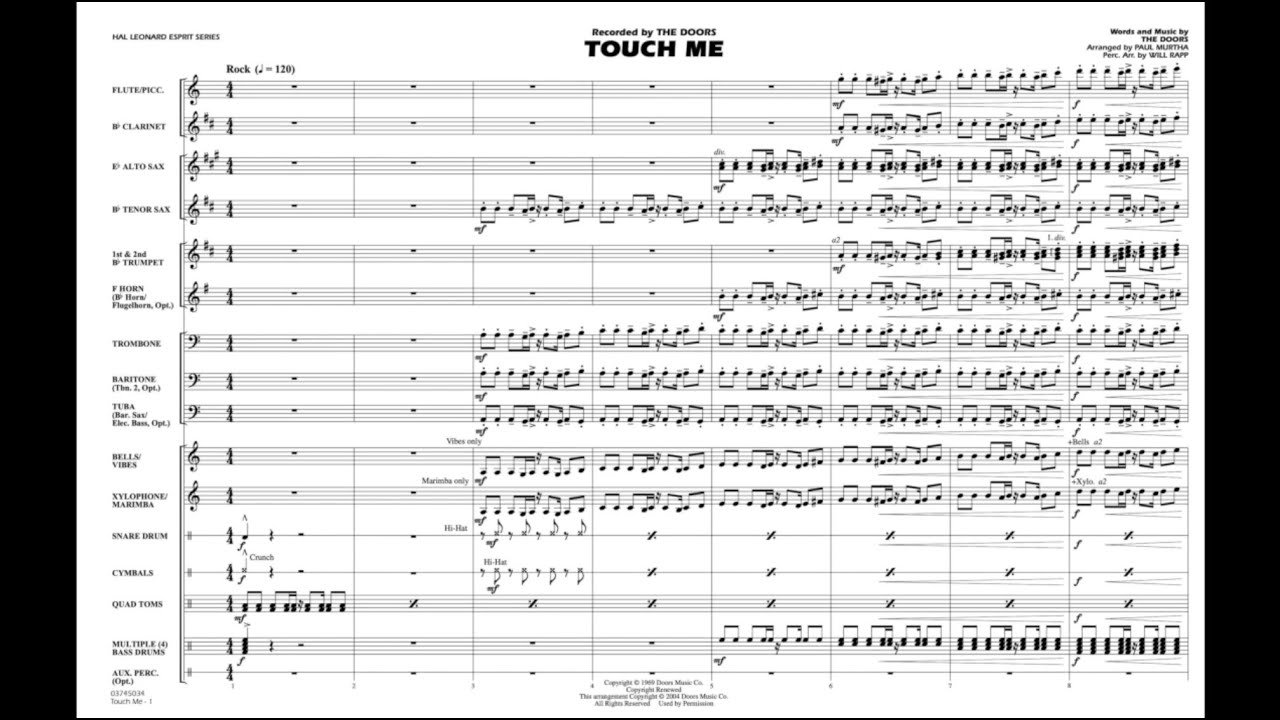 Touch Me by The Doors/arranged by Paul Murtha