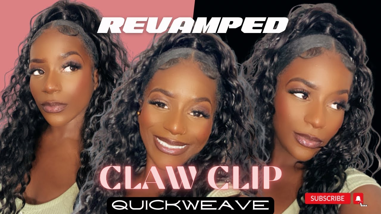 HOW TO:  Claw Clip Quick Weave Half Up Half Down| Curly Synthetic Hair