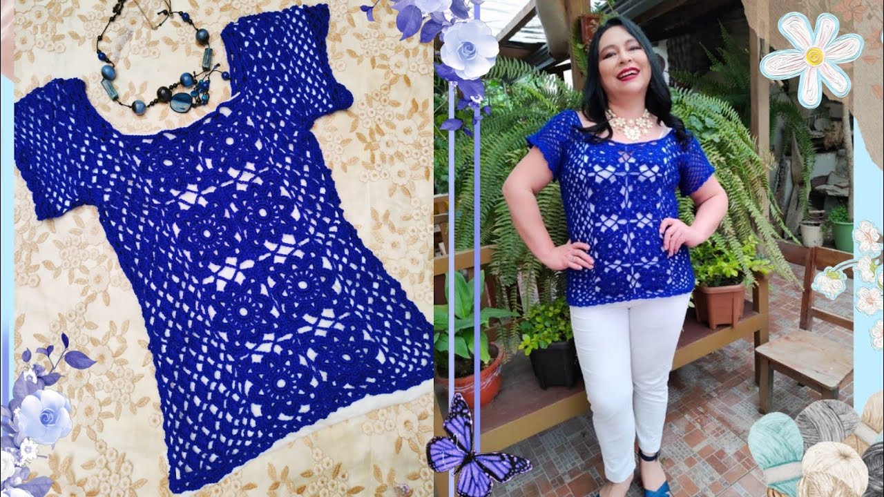 INCREIBLE! TEJE SUPER FACIL Y RAPIDO UNA BLUSA CON CUADRITOS