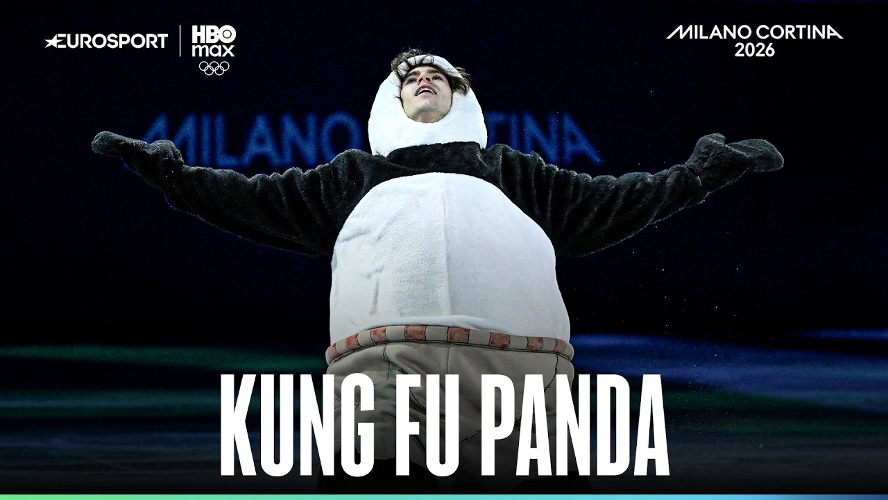 Mikhail SHAIDOROV vestito da PO il PANDA diverte il pubblico del Forum al Gala | #MilanoCortina2026