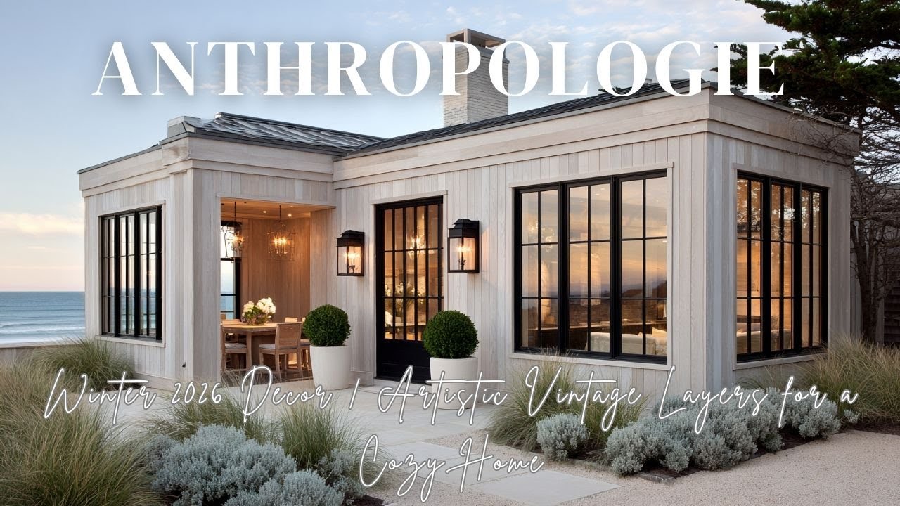 Зимний декор 2026 в стиле Anthropologie: художественные винтажные элементы для уютного дома.