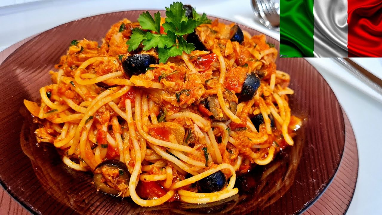 Tonhalas paradicsomos spagetti fekete olívával @RezsóKonyha