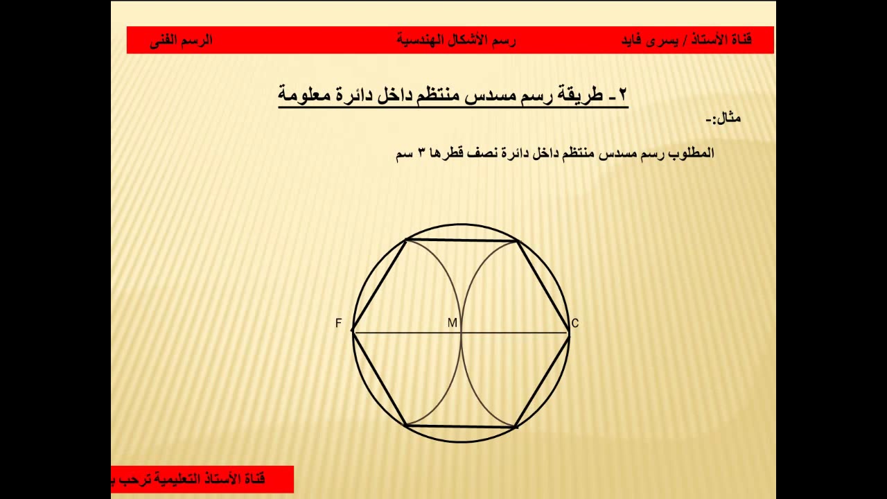 رسم فنى | الصف الاول | رسم المضلعات المنتظمة | المخمس - المسدس - المسبع