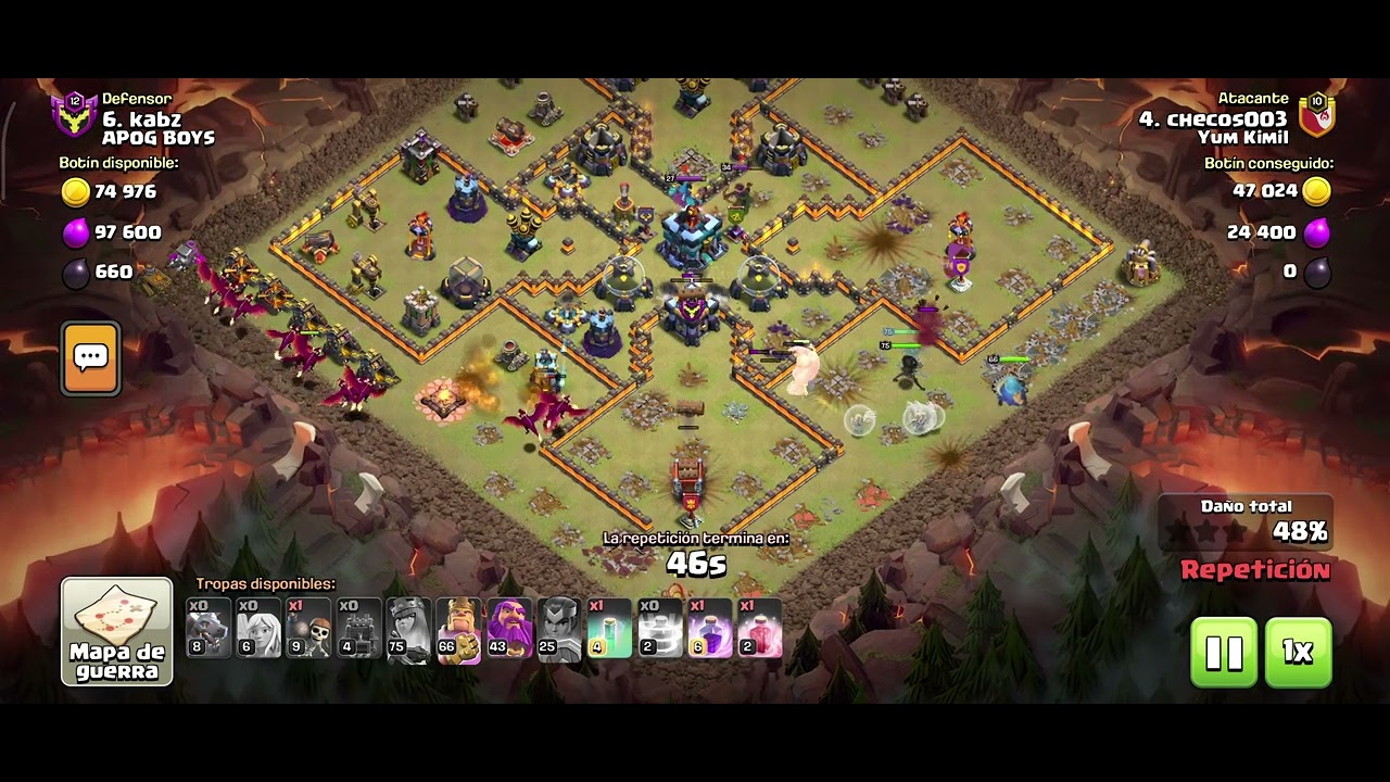 Clash of clans/ guerra de clanes /  Yum kimil vs Apog Boys/ Ataque  TH13/ checos003  segundo ataque 