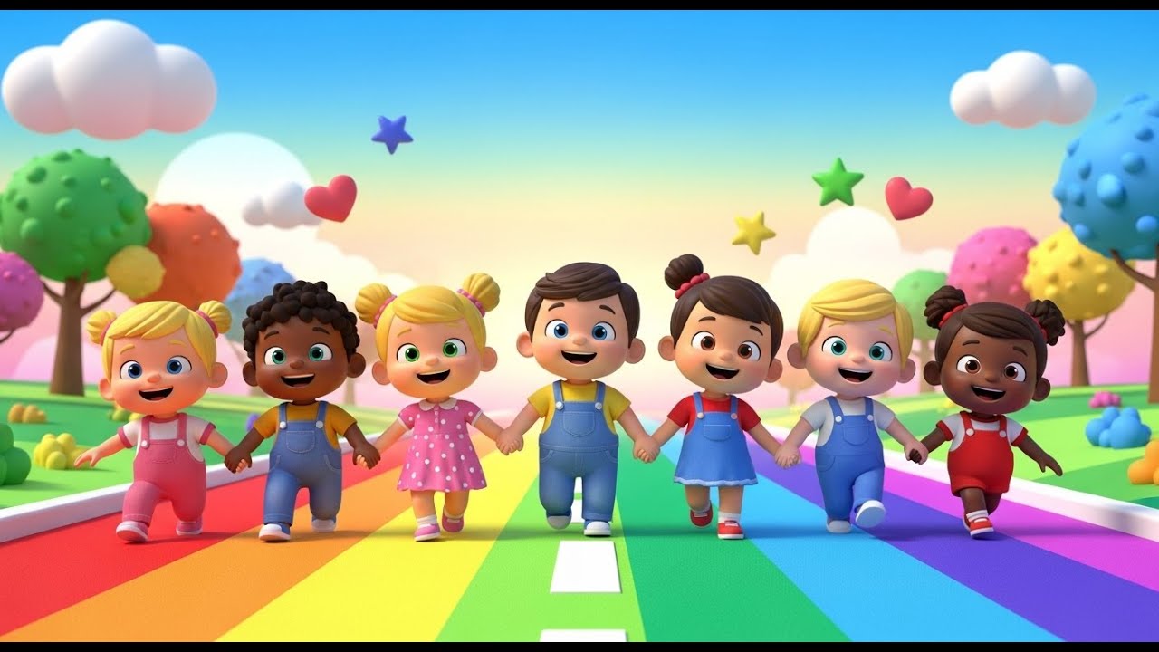 Rainbow Road Adventure | Colorful Learning Song for Kids | Nursery Rhymes & Songs for Children