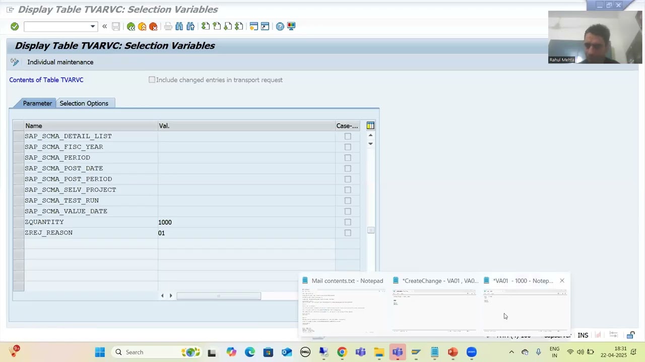 135 - Additional ABAP Concepts - TVARVC Table - Use of Transaction Code STVARV to Maintain Data