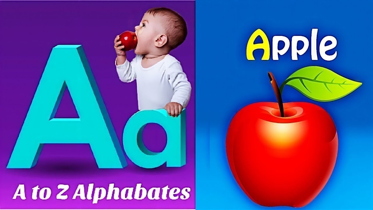 Песенка про фонетику ABC - обучающие видеопесни для малышей, буква А — яблоко, детские стишки, пе...