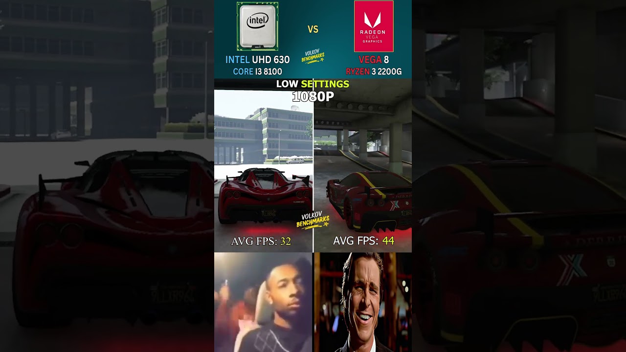 Ryzen 3 2200G VEGA 8 vs I3 8100 UHD 630 - Which Integrated GPU Wins in Gaming? #pcgaming #shorts
