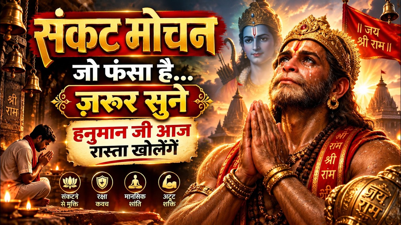 रुका हुआ काम आज बनेगा 🚩|  संकट मोचन हनुमान मंत्र | Bajrangbali Bhajan | #shrihanumandhara