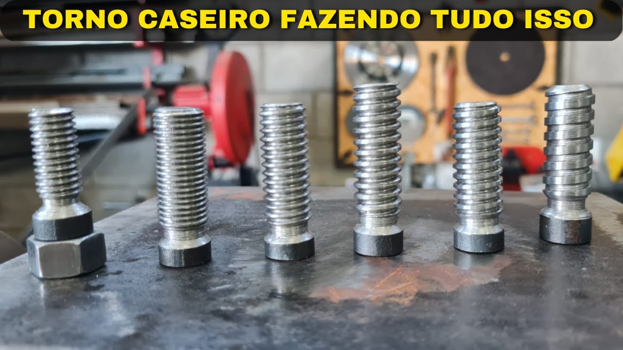 Como Fazer um Torno Caseiro Parte 89 - Fazendo Diversas Roscas