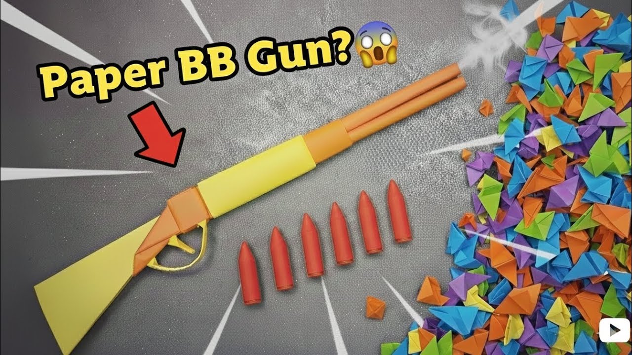 6-Shot Origami Paper Gun |Dangerous Origami? Paper Pellet Gun DIY🤠