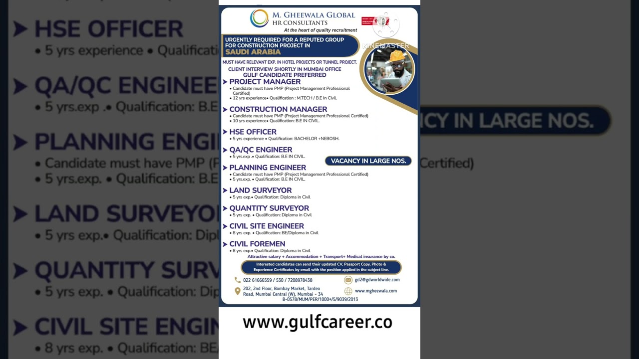HSE Officer Jobs ! Civil Engineer ! Planning Engineer Jobs ! Gulf Jobs ! Dubai Jobs