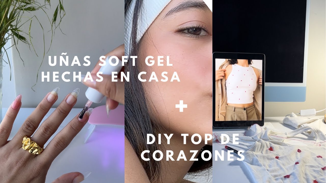Me hago las uñas en casa*soft gel* + DIY top de corazones