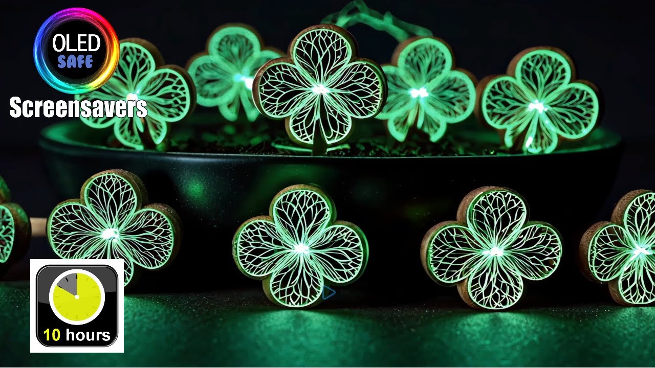 Shamrock Illuminated Lights Screensaver - 10 Hours - 4K - OLED Safe