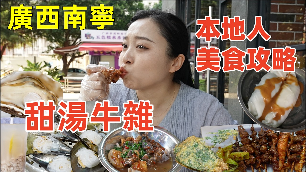 廣西南寧两天一夜吃18種本地美食，16年雞皮果米粉VS 30年甜湯牛雜哪個更好吃？ Street Food Tour Guide in Nanning Guangxi, China.