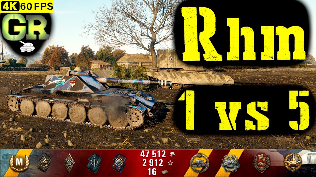 World of Tanks Rhm.-Borsig Waffenträger Replay - 5 Kills 5K DMG(Patch 1.4.0)