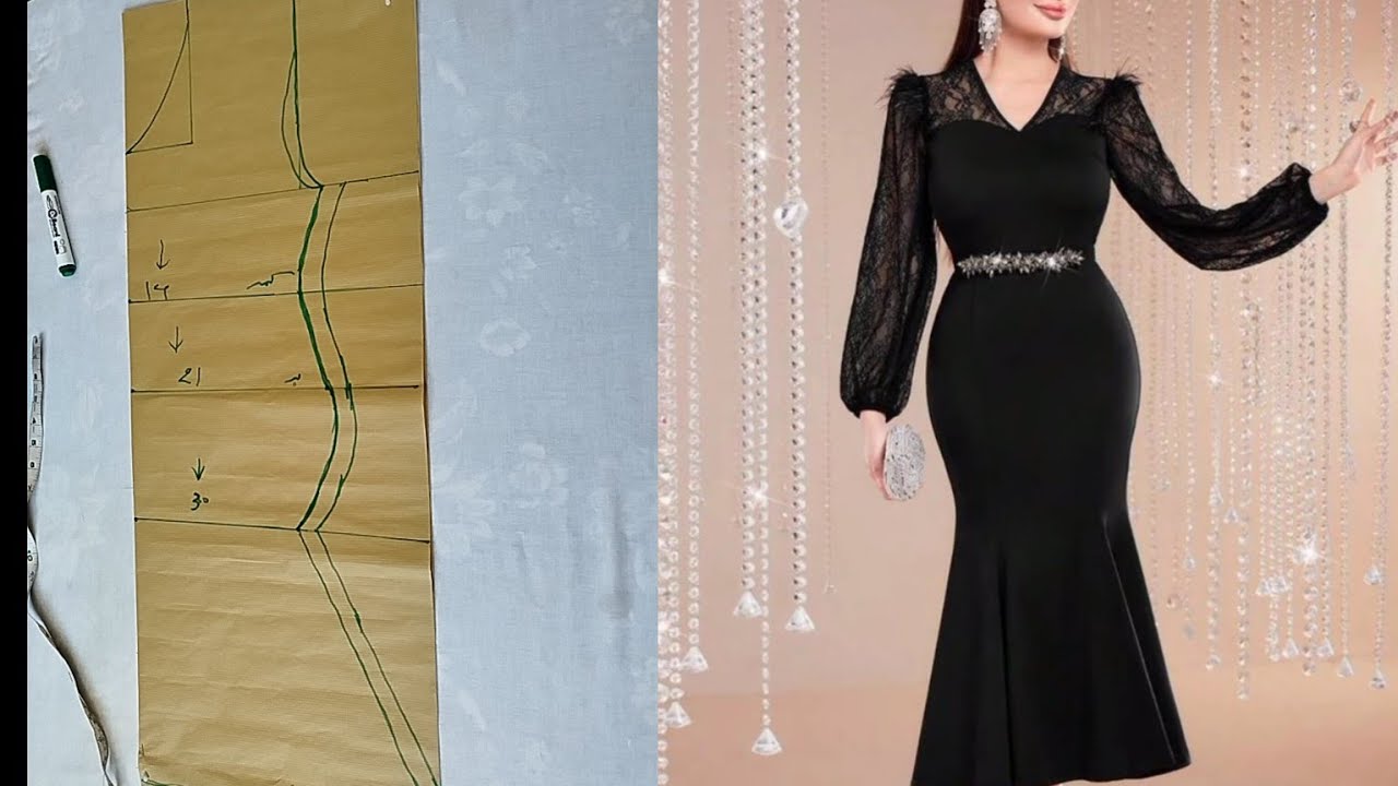 آموزش برش ماکسی بلند|برش پیراهن ماکسی ساده