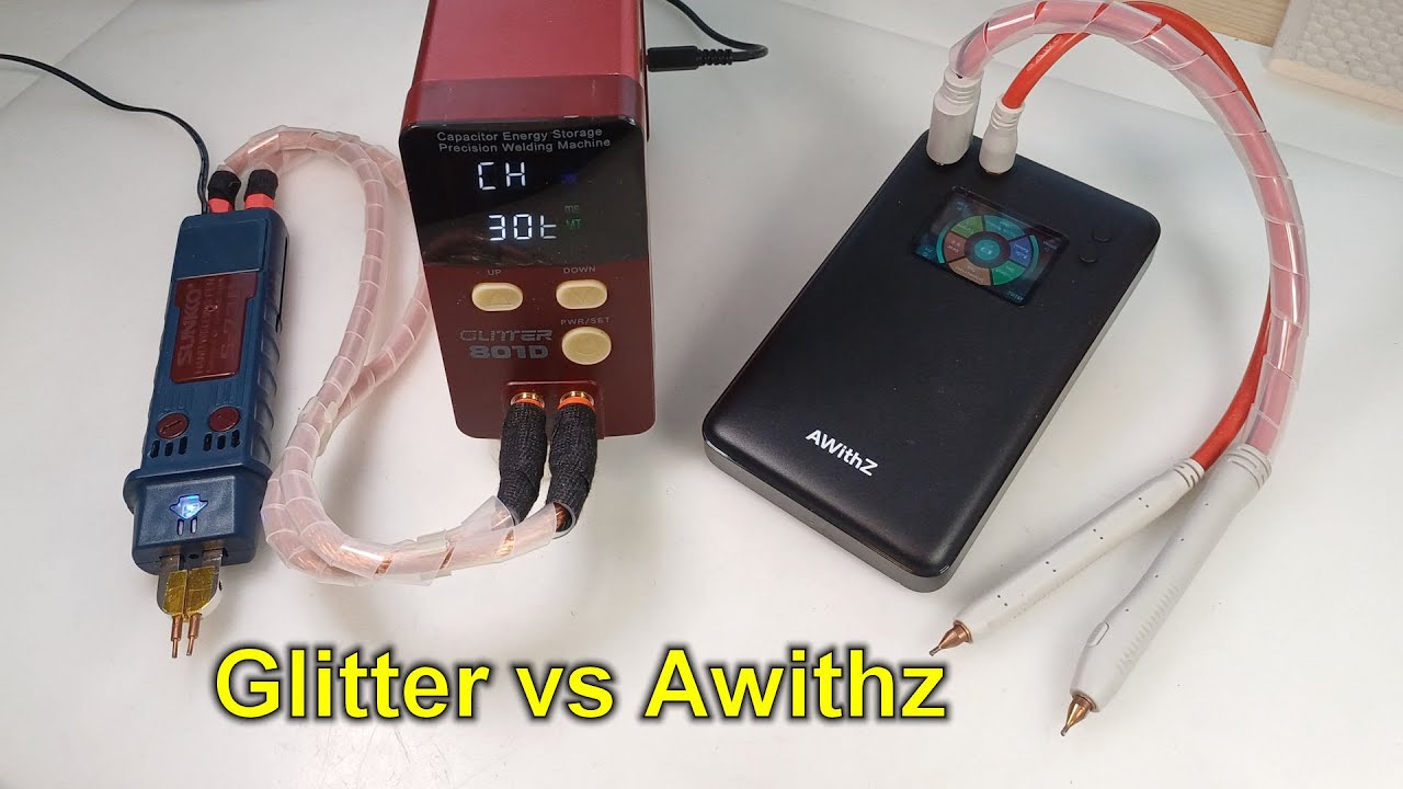 Сравнение сварочных аппаратов Glitter 801D и Awithz U3 для точечной сварки.