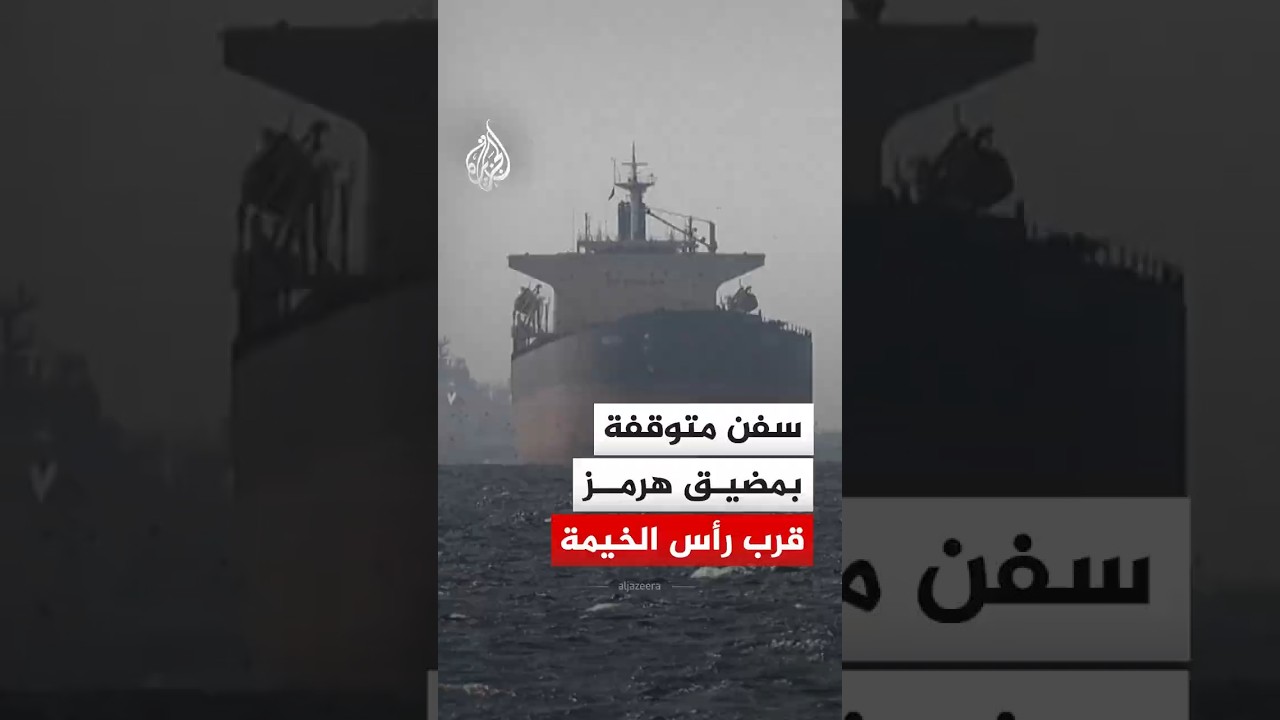 مشاهد لعدد من السفن المتوقفة قرب مدينة رأس الخيمة الإماراتية