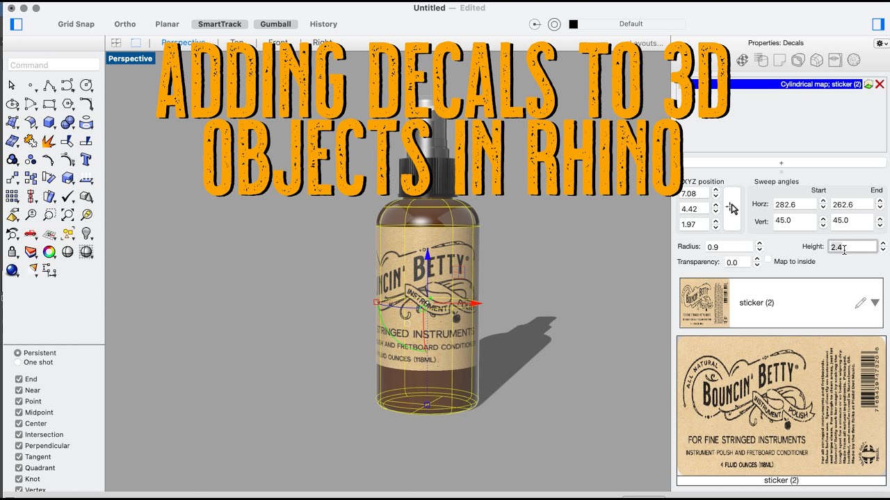 Adding Labels and Decals to 3D Objects in Rhino